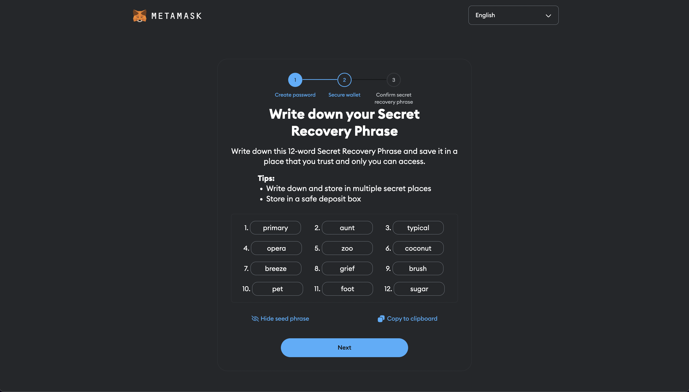 Back Up MetaMask Mnemonic