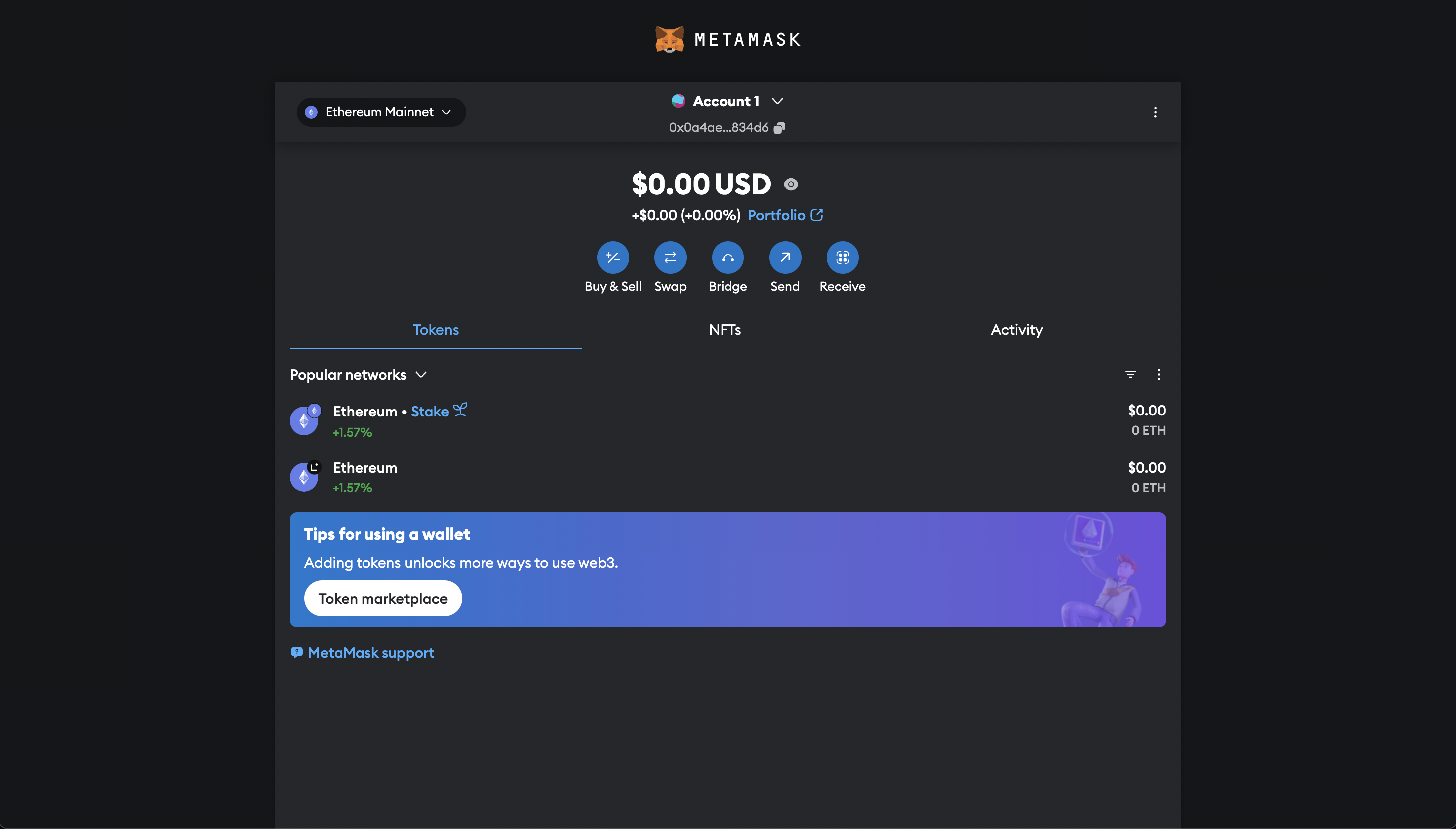 Created MetaMask Account