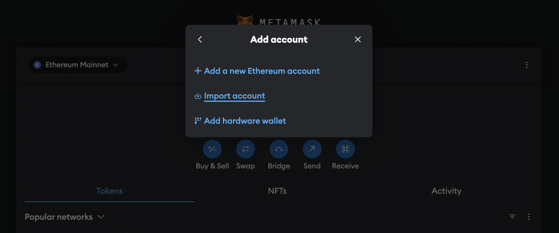 Import Account MetaMask