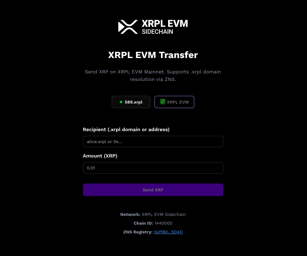 XRPL EVM Transfer Tool